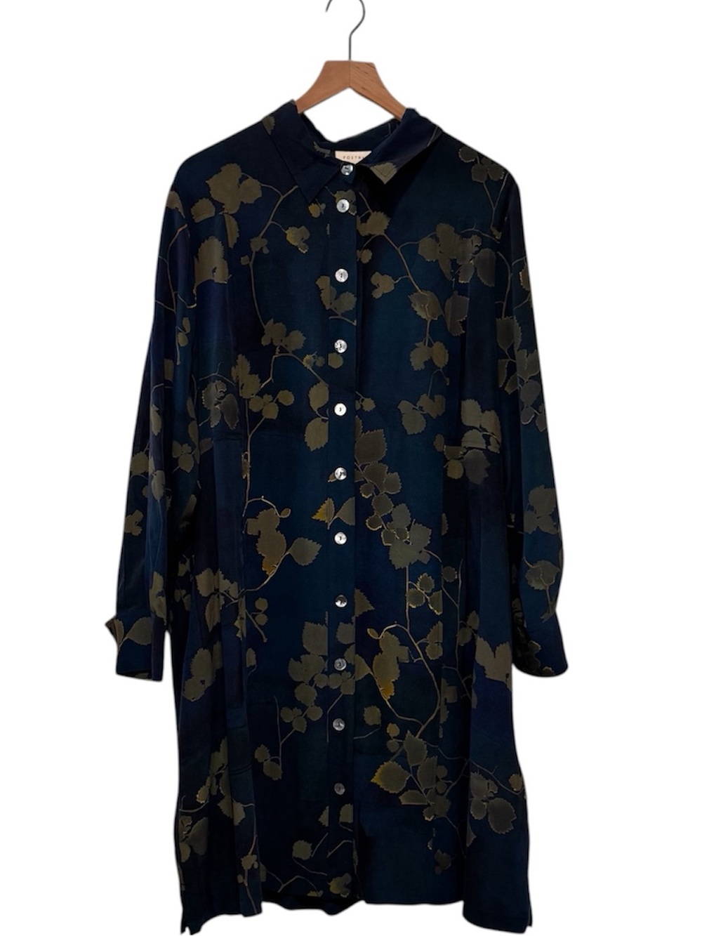 POETRY 100% Silk Button Front Floral Long Sleeve Dress